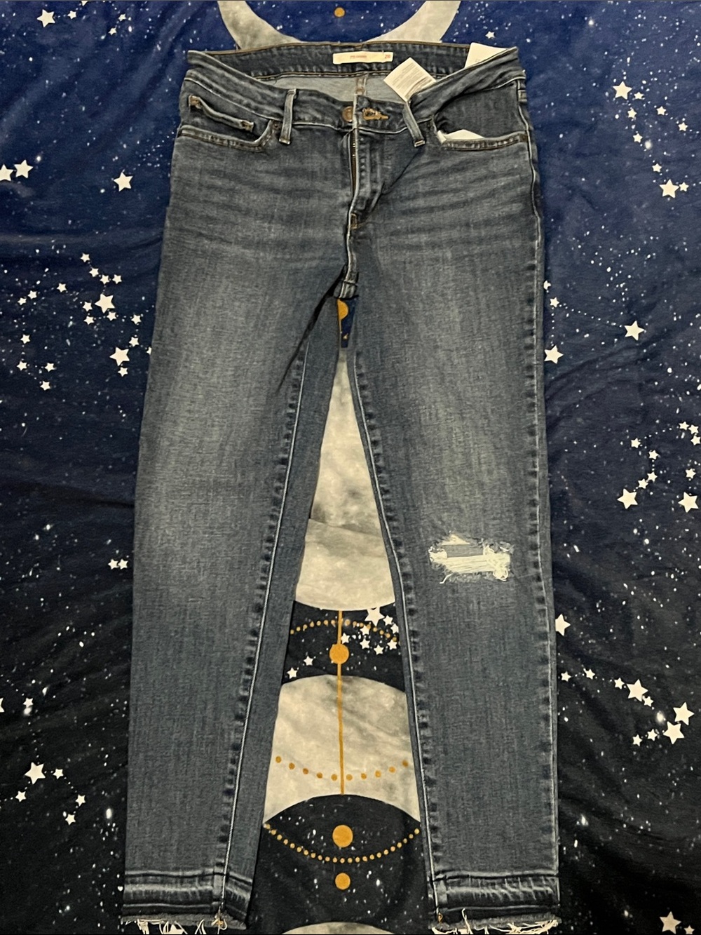 Levi's Women's Skinny Jeans - Faded Blue with Distress